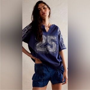 NWOT Free People Rose Navy Graphic Tee